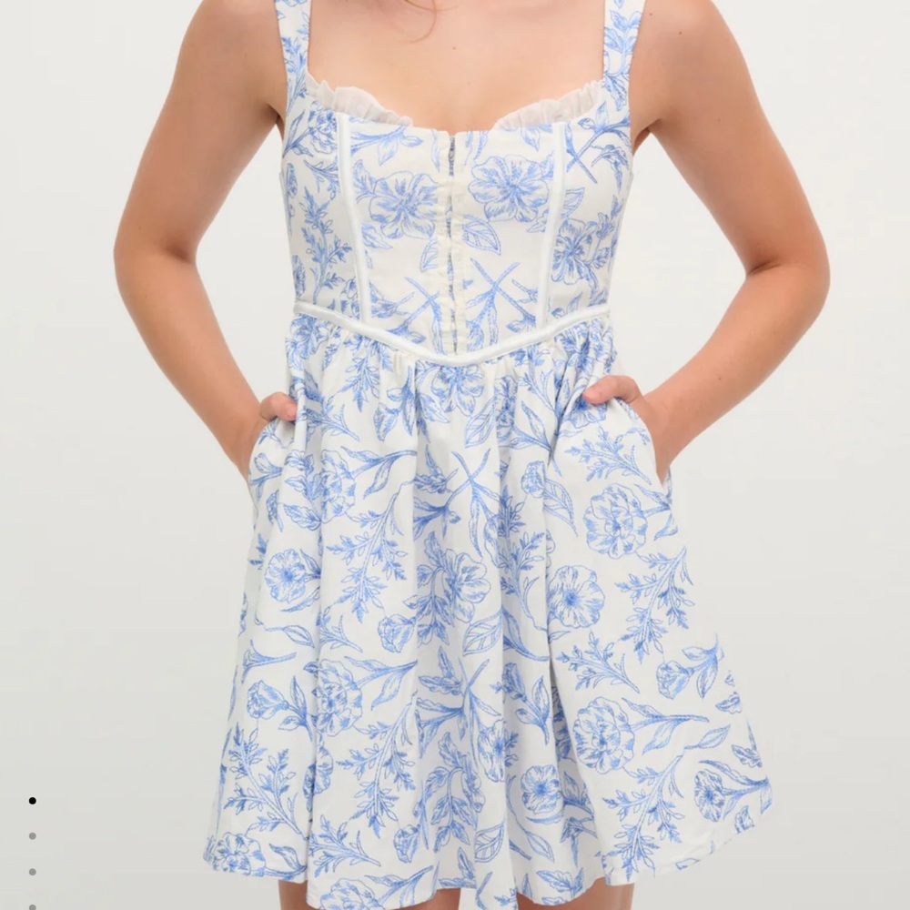 For Love And Lemons Blue Floral Mini Dress NWT